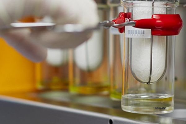 A laboratory setup with a Soxhlet extractor being used for food analysis